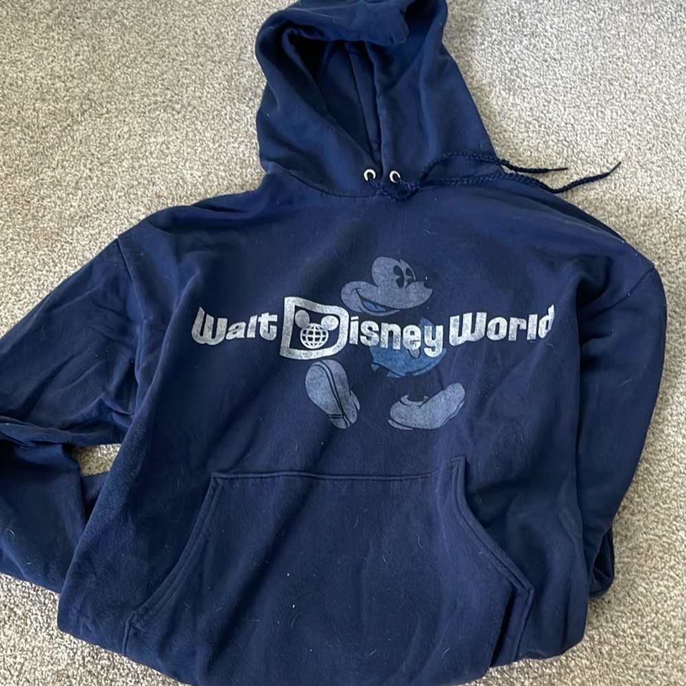 Walt Disney World women’s blue hoodie. Mickey Mouse. Sized large Hanes brand.